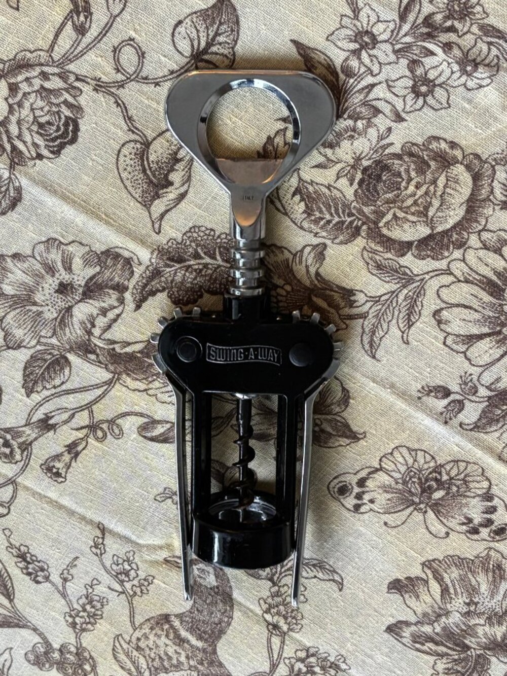 Swing-A-Way Vintage Wing Corkscrew Wine Bottle Opener Black Stainless Italy